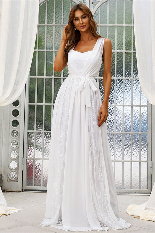 white simple wedding dress